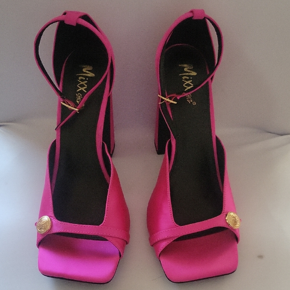 Mixx Shuz Fuchsia Open-Toe Heels